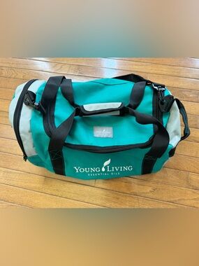 Young Living Teal and Gray Duffel Bag